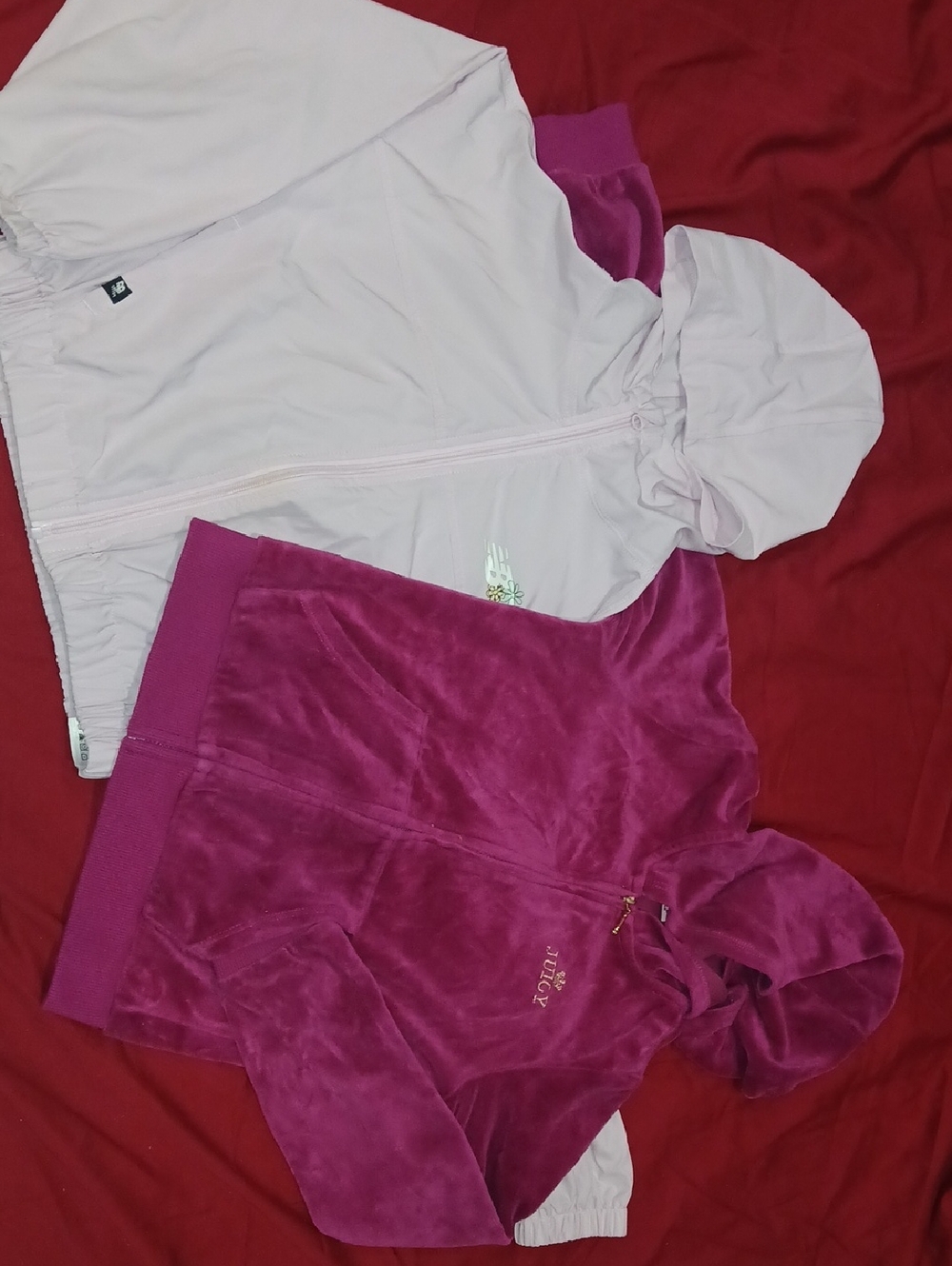 Juicy Couture Pink and Magenta Girls Velour Hoodie Jacket Set